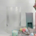 small ribbed flower glass vases for home decor